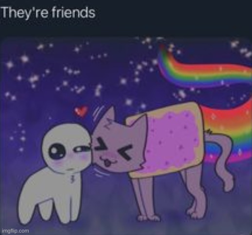 Our beloved Nyan Cat and the yippie creature seem to really be great and memey friends! | made w/ Imgflip meme maker