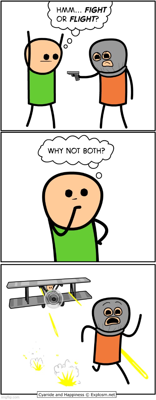 Flight fight | image tagged in flight,fight,gun,cyanide and happiness,comics,comics/cartoons | made w/ Imgflip meme maker