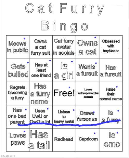 Cat Furry Bingo | image tagged in cat furry bingo | made w/ Imgflip meme maker