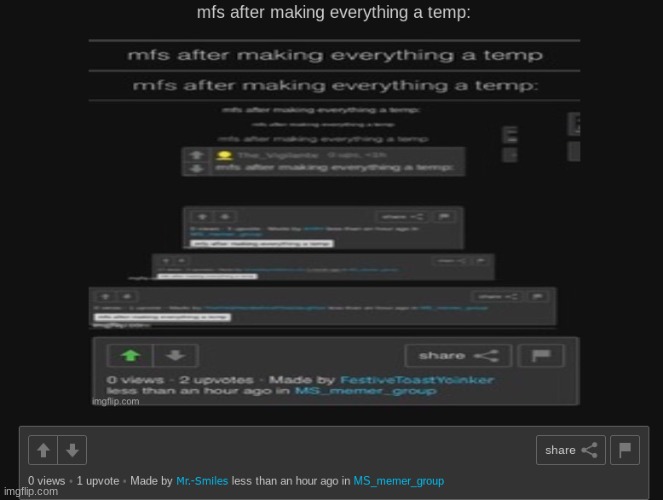 mfs after making everything a temp: | made w/ Imgflip meme maker