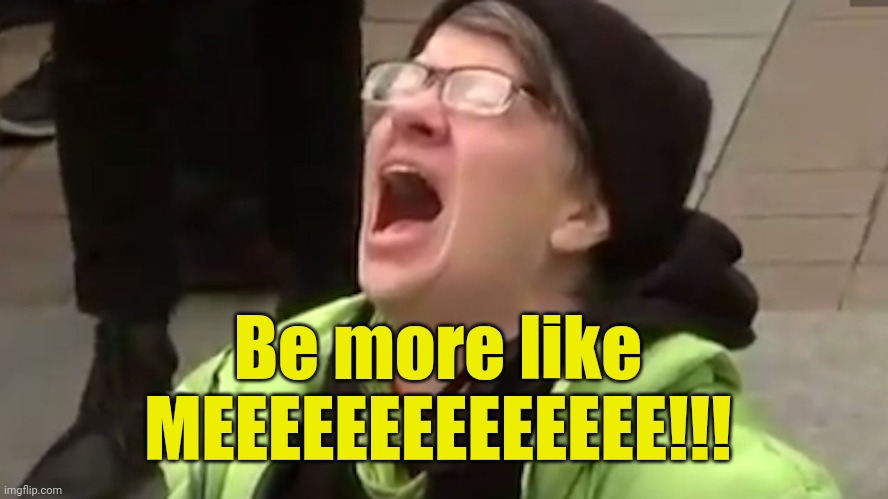 Screaming Liberal  | Be more like 
MEEEEEEEEEEEEEE!!! | image tagged in screaming liberal | made w/ Imgflip meme maker