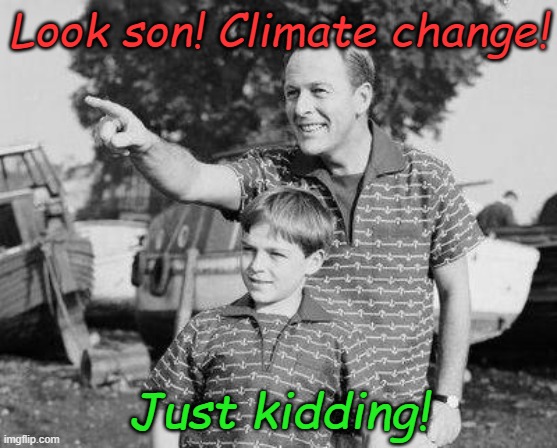 No, really! 1 million extinct species are growing. You'll see them any day now. | Look son! Climate change! Just kidding! | image tagged in memes,look son | made w/ Imgflip meme maker