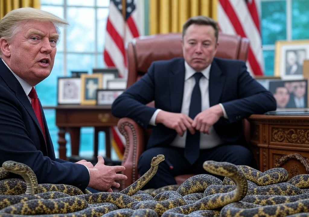 President Trump Musk snakes Oval office Blank Meme Template