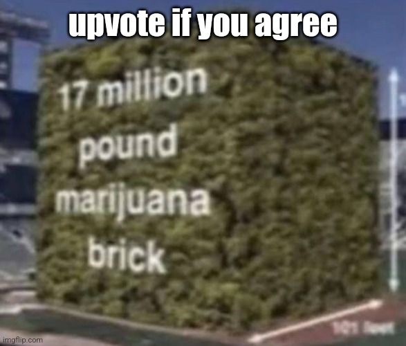 17 million pound marijuana brick | upvote if you agree | image tagged in 17 million pound marijuana brick | made w/ Imgflip meme maker