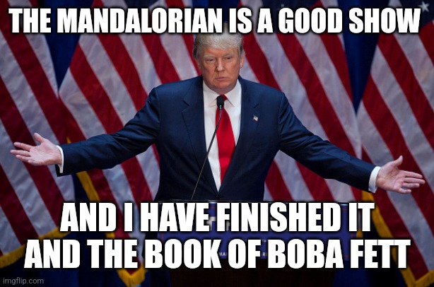 This is the way | THE MANDALORIAN IS A GOOD SHOW; AND I HAVE FINISHED IT AND THE BOOK OF BOBA FETT | image tagged in donald trump,the mandalorian | made w/ Imgflip meme maker