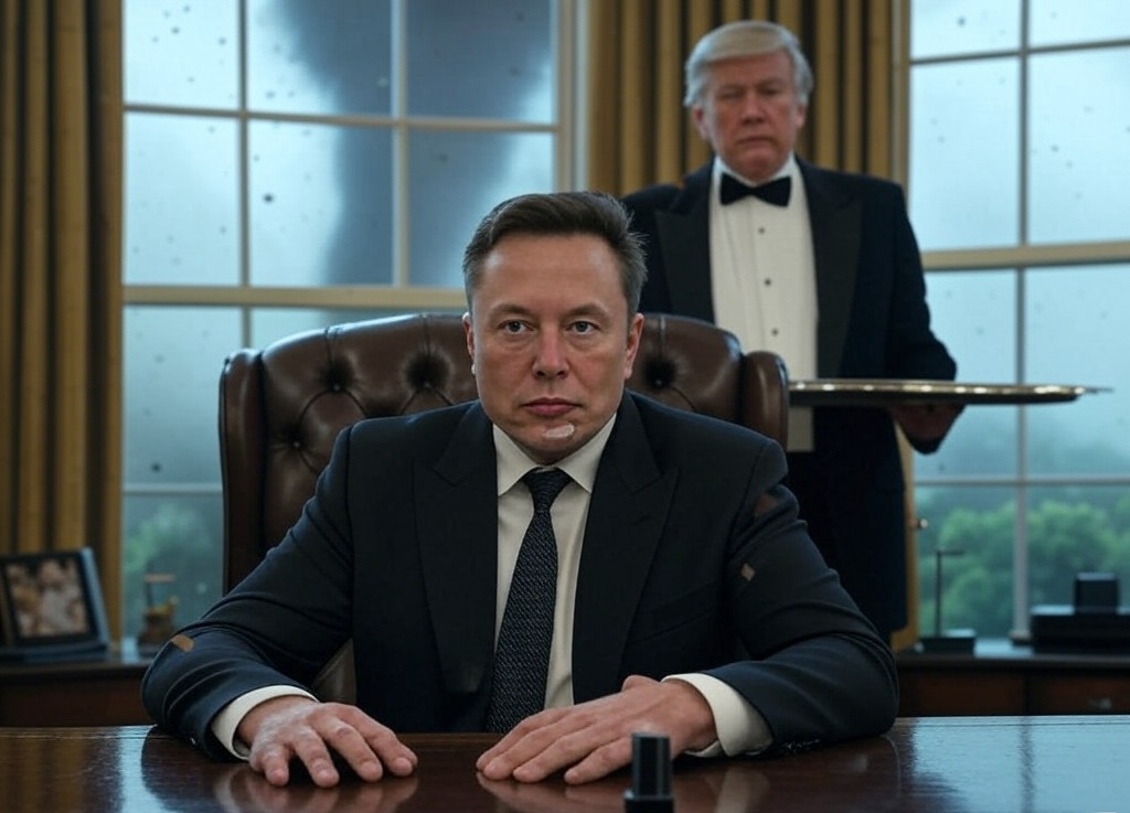 DOGE Musk Trump servant tornado Oval Office Blank Meme Template