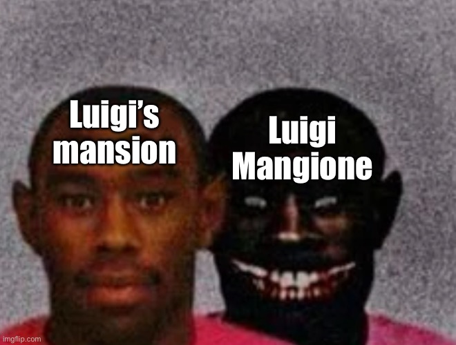 Good Tyler and Bad Tyler | Luigi’s mansion; Luigi Mangione | image tagged in good tyler and bad tyler,luigi,mcdonalds | made w/ Imgflip meme maker