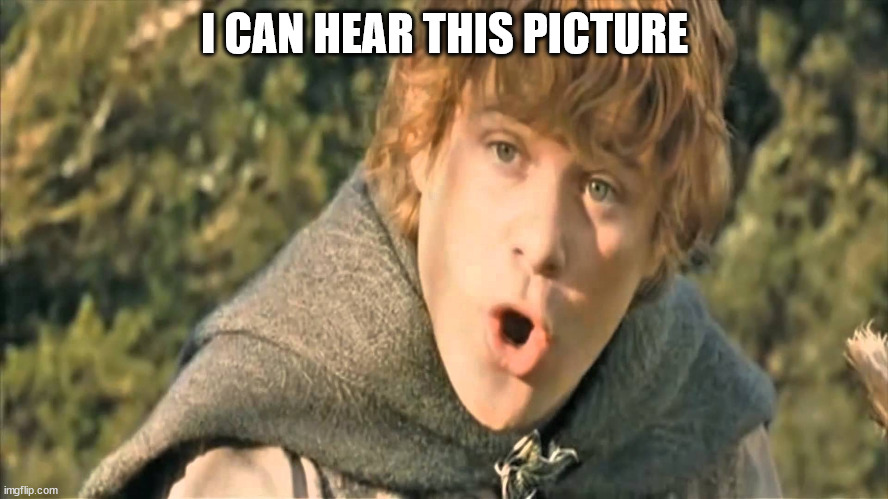 Samwisepotatosmeme | I CAN HEAR THIS PICTURE | image tagged in samwise gamgee | made w/ Imgflip meme maker