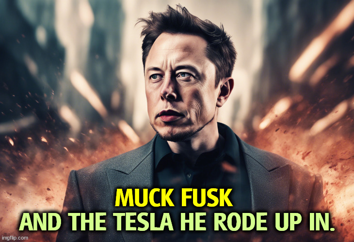 The billionaires have enough control over our government. We don't need one more. | MUCK FUSK; AND THE TESLA HE RODE UP IN. | image tagged in elon musk,go home,tesla,government,billionaire | made w/ Imgflip meme maker