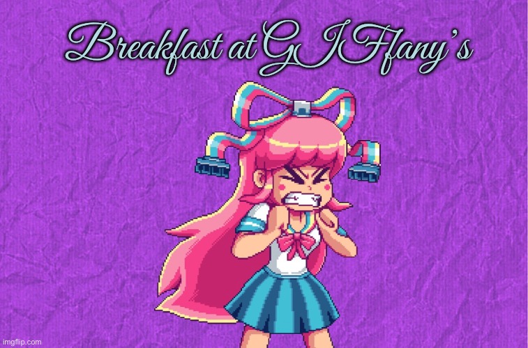 Breakfast at GIFfany's | Breakfast at GIFfany’s | image tagged in generic purple background,gravity falls,disney,funny,hilarious,meme | made w/ Imgflip meme maker