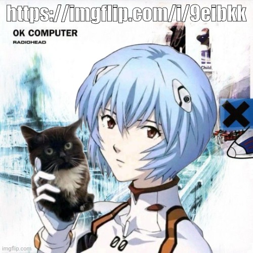 rei y el gato es en álbum "ok computer" | https://imgflip.com/i/9eibkk | image tagged in rei y el gato es en lbum ok computer | made w/ Imgflip meme maker