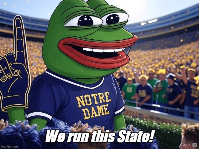 We run this State! | image tagged in notre dame,cfp,irish,pepe the frog | made w/ Imgflip meme maker