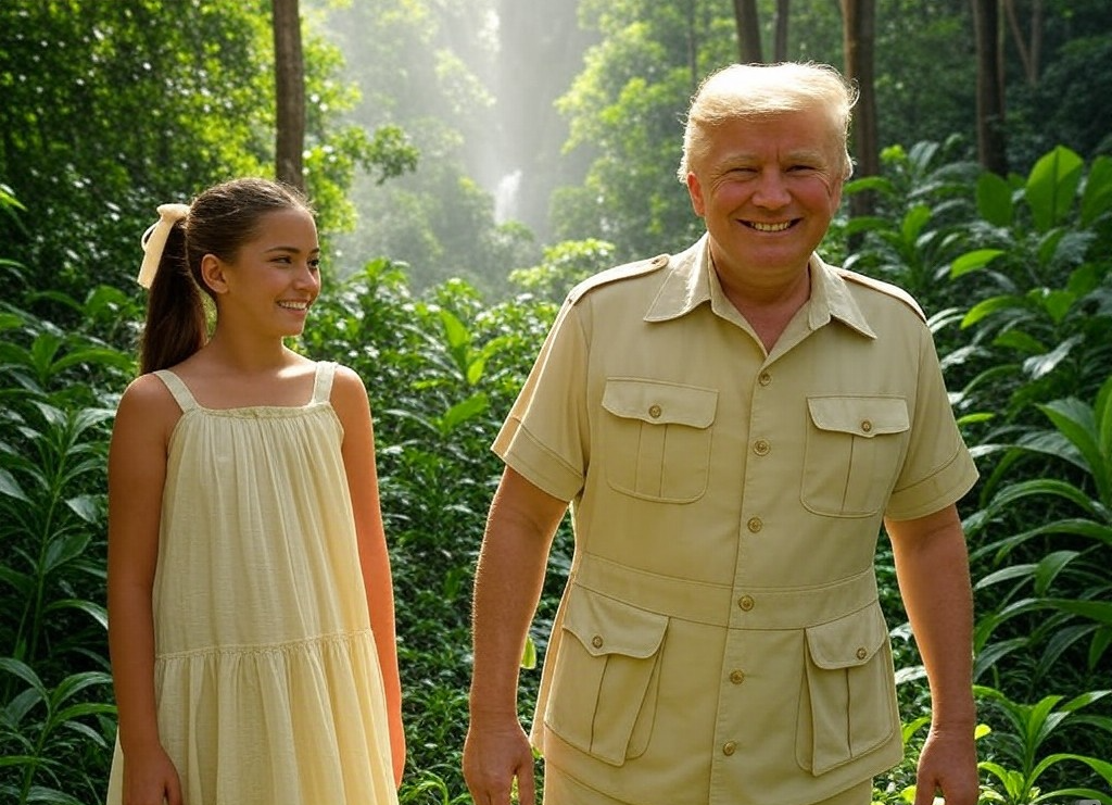 Trump girl jungle Blank Meme Template