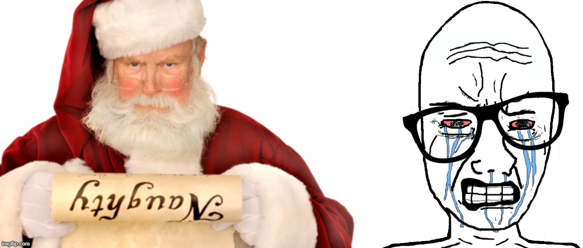 the guy who raided msmg is on the naughty list | image tagged in santa naughty list | made w/ Imgflip meme maker