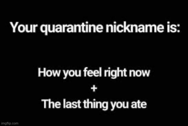 quarantine nickname | image tagged in quarantine nickname | made w/ Imgflip meme maker