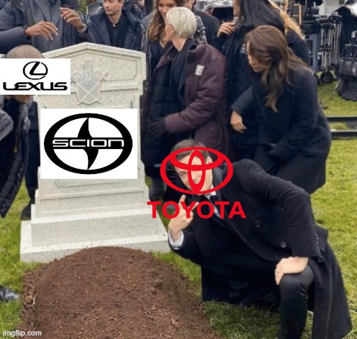 Here lions Scion | image tagged in grant gustin over grave,toyota,lexus,scion | made w/ Imgflip meme maker