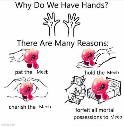 Why do we have hands? (all blank) | Meeb; Meeb; Meeb; Meeb | image tagged in why do we have hands all blank | made w/ Imgflip meme maker