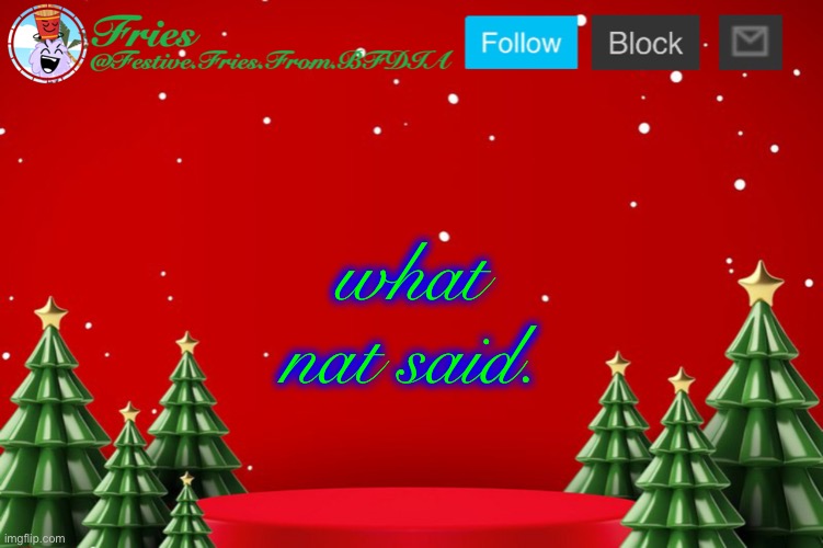 Fries' Christmas Template | what nat said. | image tagged in fries' christmas template | made w/ Imgflip meme maker