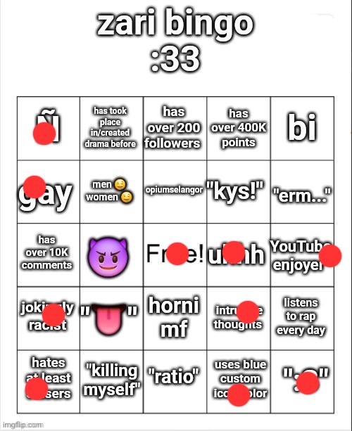 :3 | image tagged in zari's bingo | made w/ Imgflip meme maker