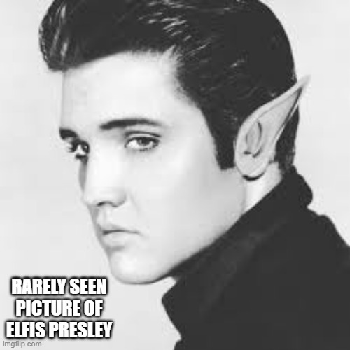 memes by Brad - A rarely seen picture of Elfis Presely - | RARELY SEEN PICTURE OF ELFIS PRESLEY | image tagged in funny,christmas,elvis presley,elf,santa claus,merry christmas | made w/ Imgflip meme maker