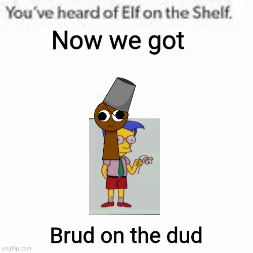 Trend time :DDDDDDDDD | Now we got; Brud on the dud | image tagged in you've heard of elf on the shelf | made w/ Imgflip meme maker