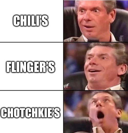 Lunch Decisions | CHILI’S; FLINGER’S; CHOTCHKIE’S | image tagged in vince mcmahon,office space | made w/ Imgflip meme maker