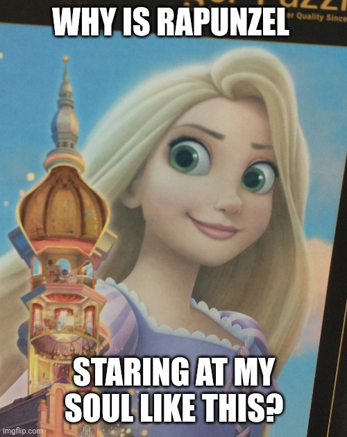 She's oddly staring at me like this... Idk why but it's creeping me out a little. Found it at Walmart and took a picture. | WHY IS RAPUNZEL STARING AT MY SOUL LIKE THIS? | image tagged in walmart,memes,rapunzel,creepy,death stare | made w/ Imgflip meme maker