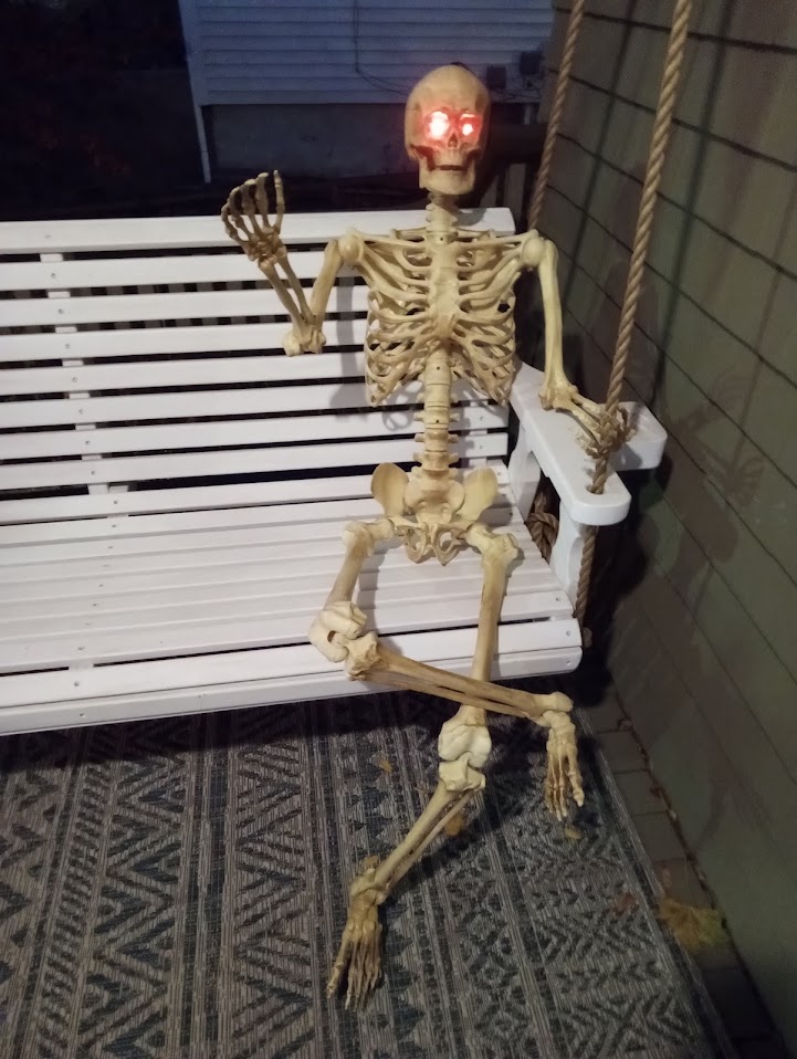 skeleton sitting on the bench Blank Meme Template