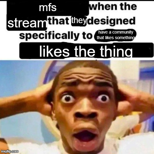 X when the Y that he designed specifically to Z | mfs stream they have a community that likes something likes the thing | image tagged in x when the y that he designed specifically to z | made w/ Imgflip meme maker