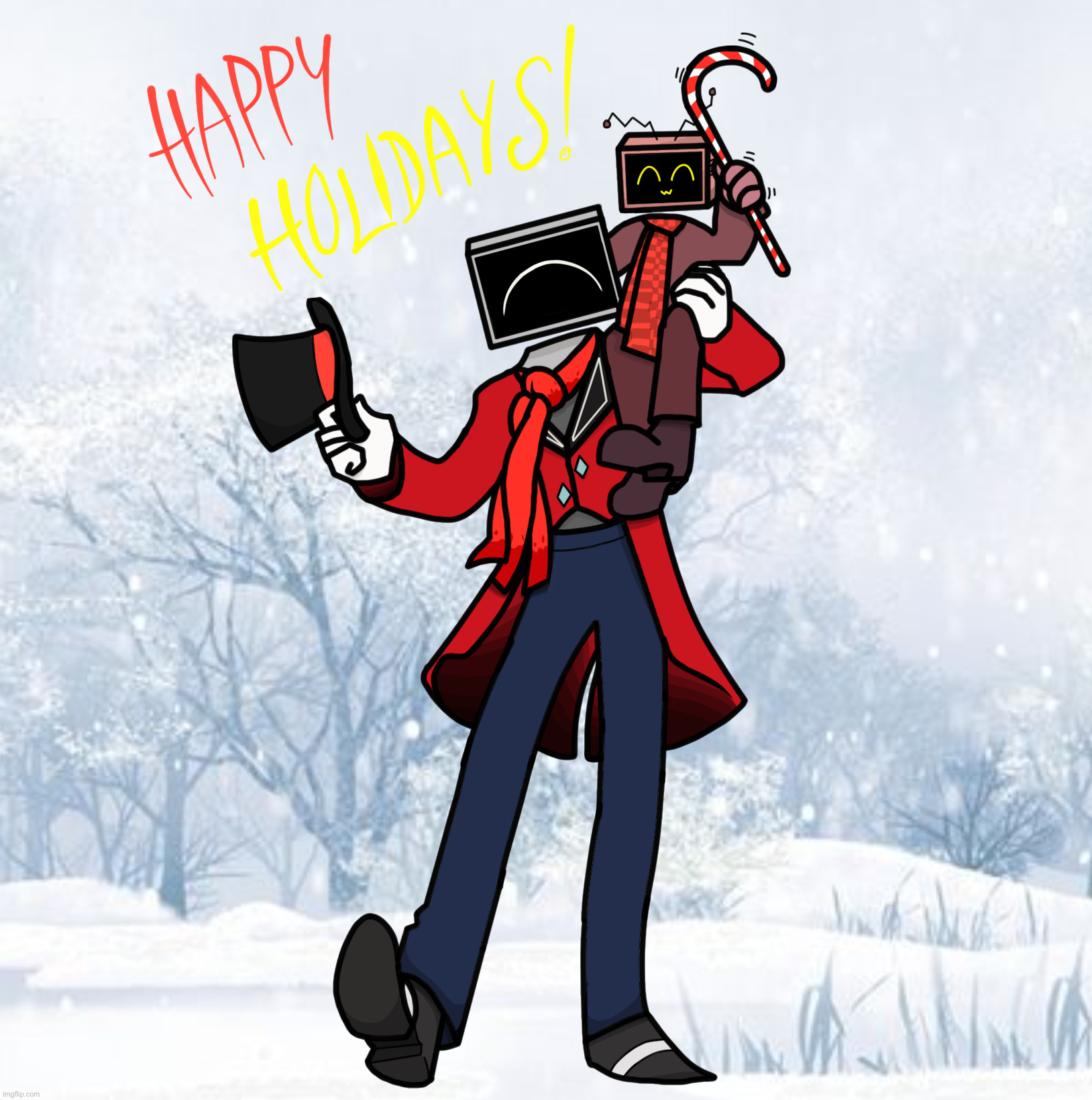 HAPPY HOLIDAYS EVERYONE!!! | image tagged in happy holidays,drawing,original character | made w/ Imgflip meme maker