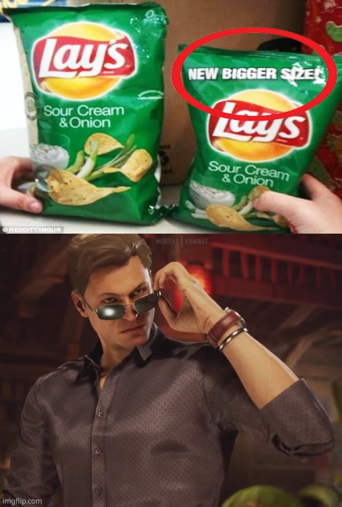 I don't get it about the new bigger size. | image tagged in lays,bigger | made w/ Imgflip meme maker