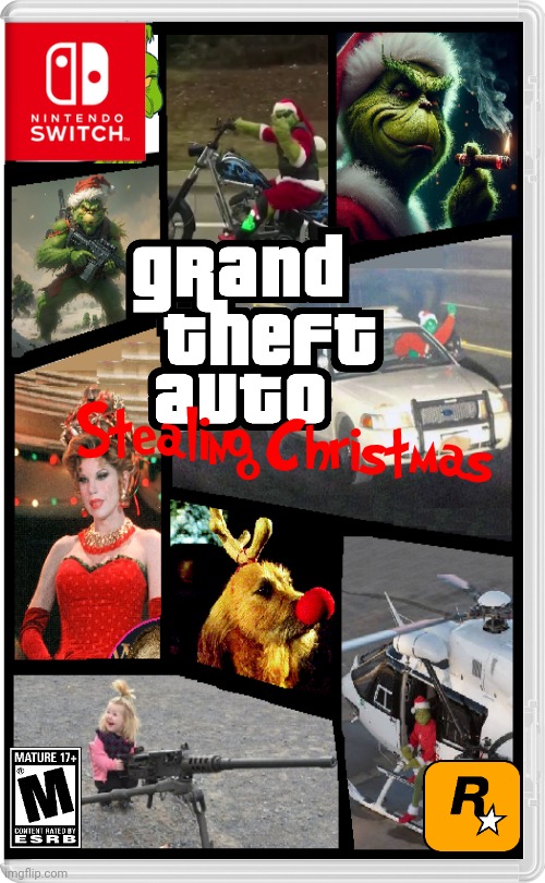 GTA GRINCH | image tagged in nintendo switch,the grinch,grand theft auto,grinch,gta,fake switch games | made w/ Imgflip meme maker