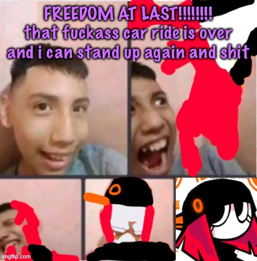 okay but like how does this concern me | FREEDOM AT LAST!!!!!!!! that fuckass car ride is over and i can stand up again and shit | image tagged in changed lore 5,cinnabox announcement | made w/ Imgflip meme maker