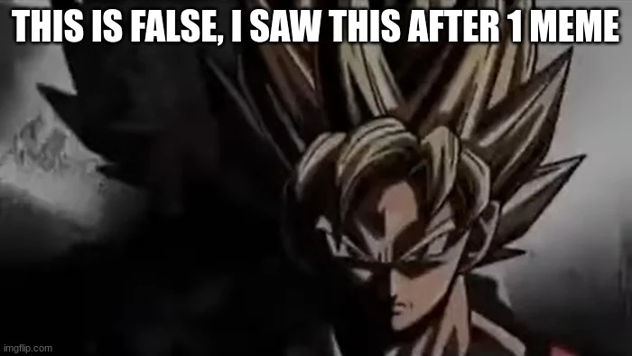 Goku Staring | THIS IS FALSE, I SAW THIS AFTER 1 MEME | image tagged in goku staring | made w/ Imgflip meme maker