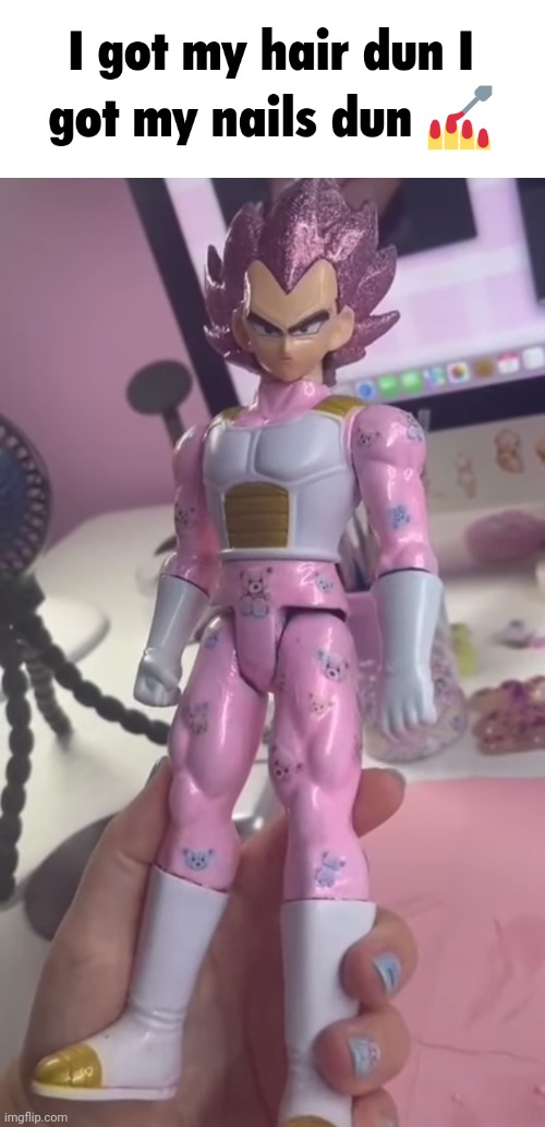 That ain't Vegeta, that's vagina | image tagged in hair dun nails dun | made w/ Imgflip meme maker