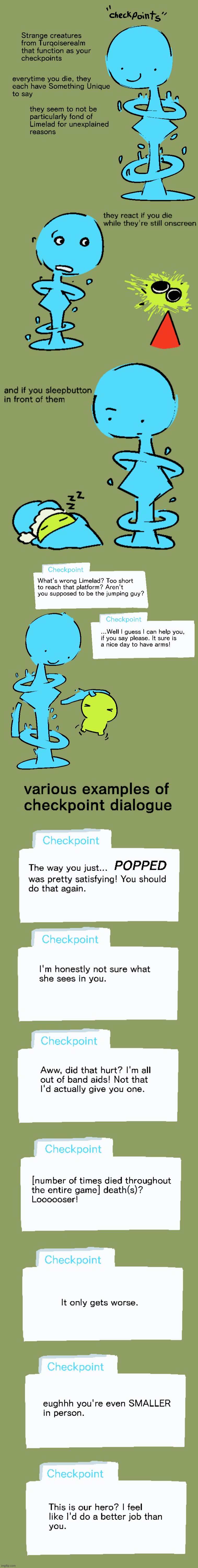 limeladplatformer "checkpoints | made w/ Imgflip meme maker