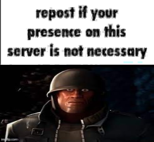 repost if your presence on this server is not necessary | image tagged in repost if your presence on this server is not necessary | made w/ Imgflip meme maker