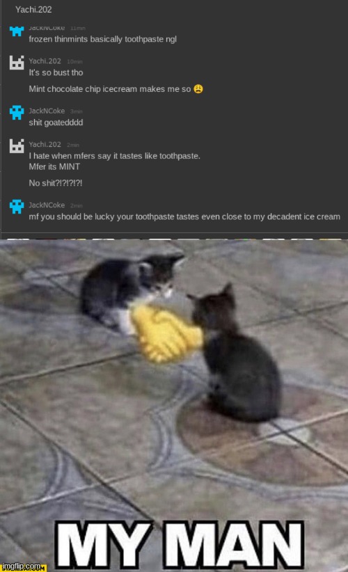 image tagged in cats shaking hands | made w/ Imgflip meme maker