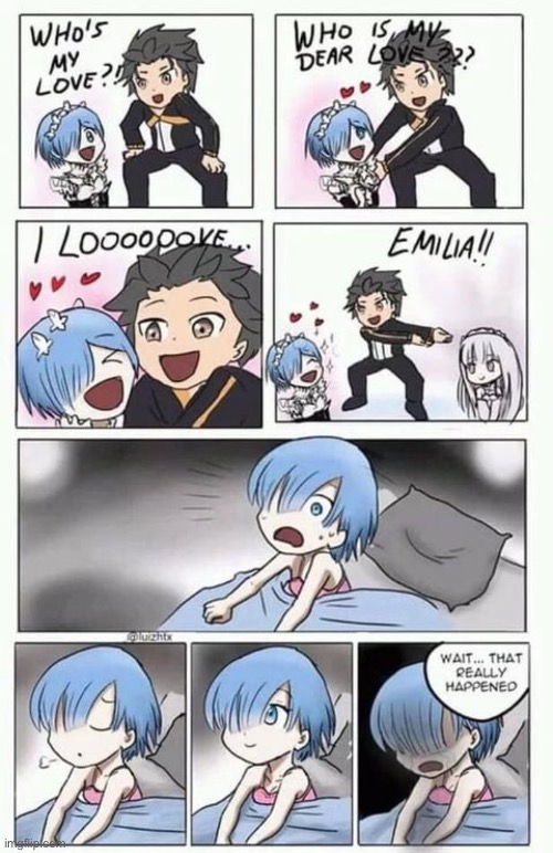 image tagged in re zero,subaru,rem,emilia | made w/ Imgflip meme maker