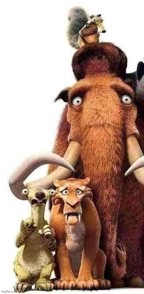 Sid, Manny, Diego and Scrat staring | image tagged in sid manny diego and scrat staring | made w/ Imgflip meme maker