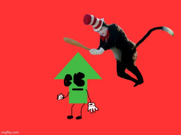 Cat in the hat bonks an upvote (that upvote thing just begged for upvotes) | image tagged in cat in the hat with a bat ______ colorized | made w/ Imgflip meme maker