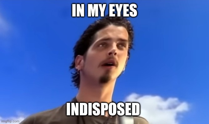 Rip Chris | IN MY EYES; INDISPOSED | image tagged in chris cornell black hole sun,chris cornell,grunge,music | made w/ Imgflip meme maker