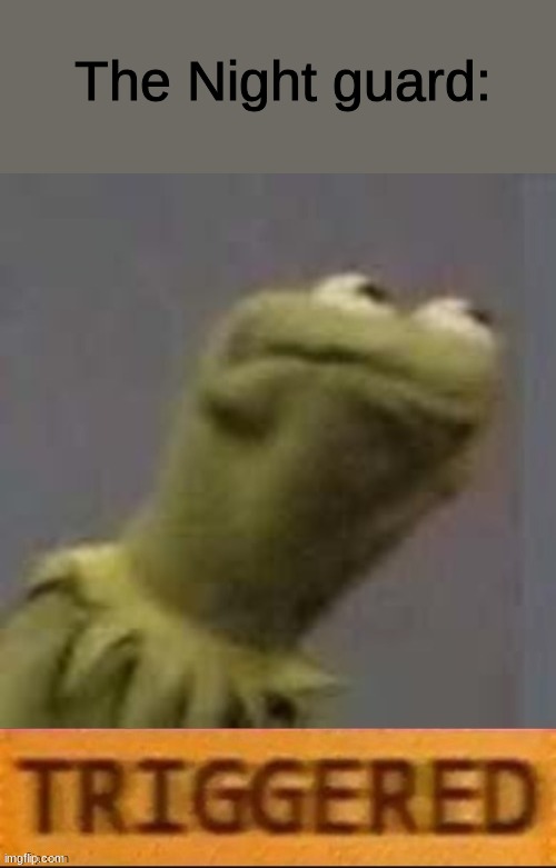 Kermit Triggered | The Night guard: | image tagged in kermit triggered | made w/ Imgflip meme maker