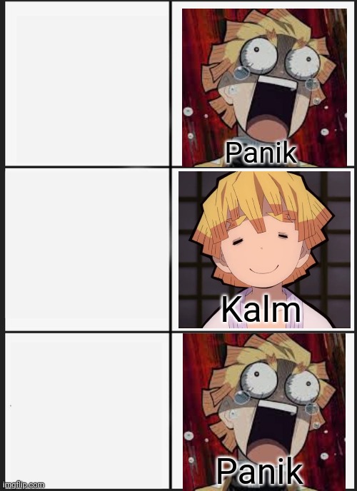 Zenitsu Panik Kalm Panik Blank Meme Template