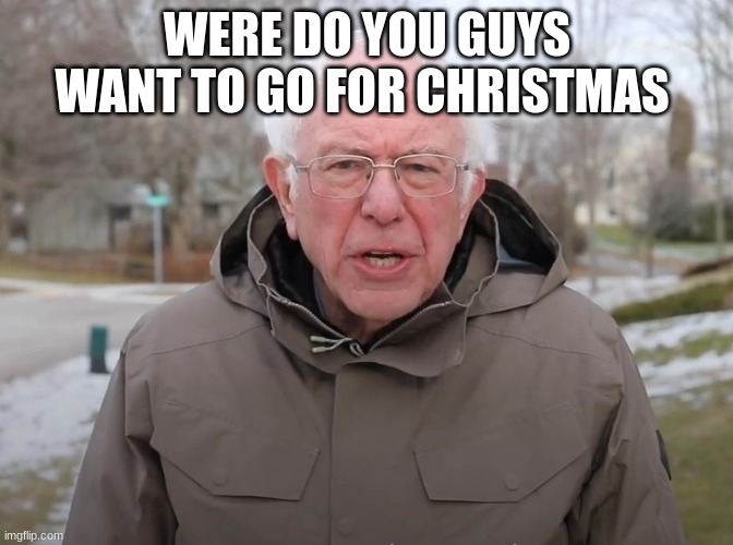 New york | WERE DO YOU GUYS WANT TO GO FOR CHRISTMAS | image tagged in bernie sanders once again asking | made w/ Imgflip meme maker