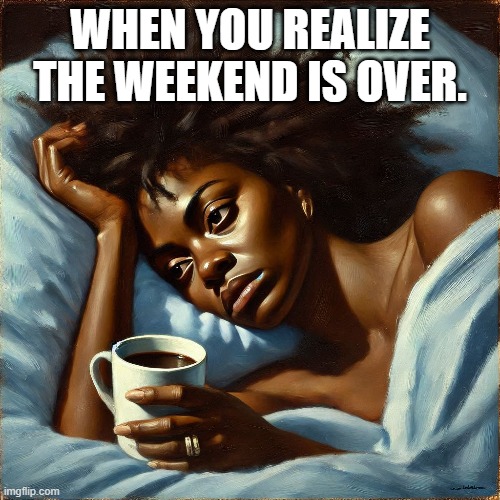 That Monday Feeling | WHEN YOU REALIZE THE WEEKEND IS OVER. | image tagged in mondayblues,workstruggles,startoftheweek | made w/ Imgflip meme maker