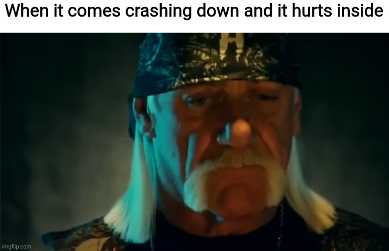 Much love -HH | When it comes crashing down and it hurts inside | image tagged in sad hulk hogan,hulk hogan,that doesn't work for me brother,memes | made w/ Imgflip meme maker