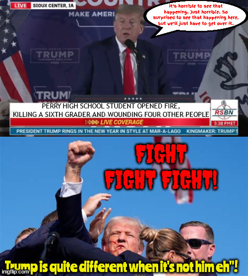 Get over it unless it's Trump | image tagged in get over it unless it's trump,school shooting don't matter,boo boo on my ear,fight fight fight,fake trump stunt,bone spurs | made w/ Imgflip meme maker