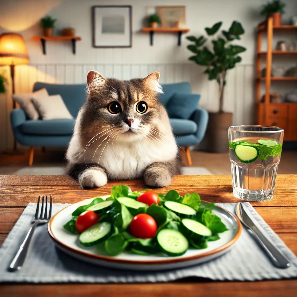 confused cat sitting at a dinner table Blank Meme Template