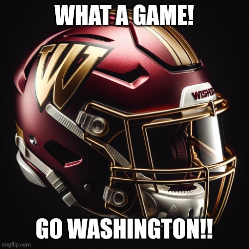 Washington Commanders Helmet | WHAT A GAME! GO WASHINGTON!! | image tagged in washington commanders helmet | made w/ Imgflip meme maker